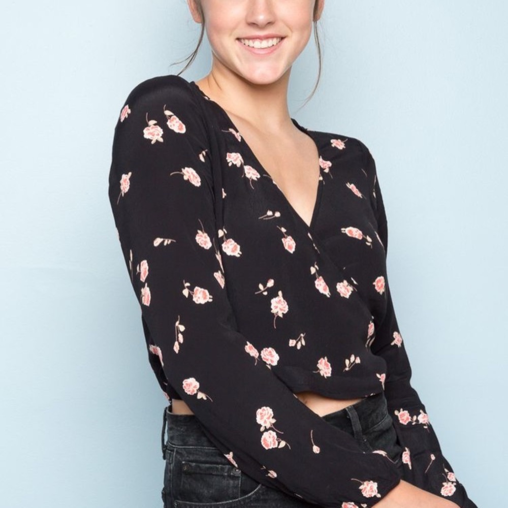 Brandy Melville black floral coco top